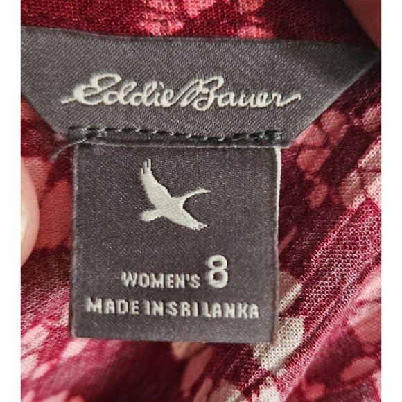 Eddie Bauer Womens Sleeveless Red Floral Dress Size 8 Knee Length Lightweight - Picture 8 of 9